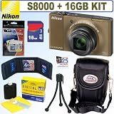 Nikon Coolpix S8000 14 MP Digital Camera (Bronze) + 16GB Accessory Kit