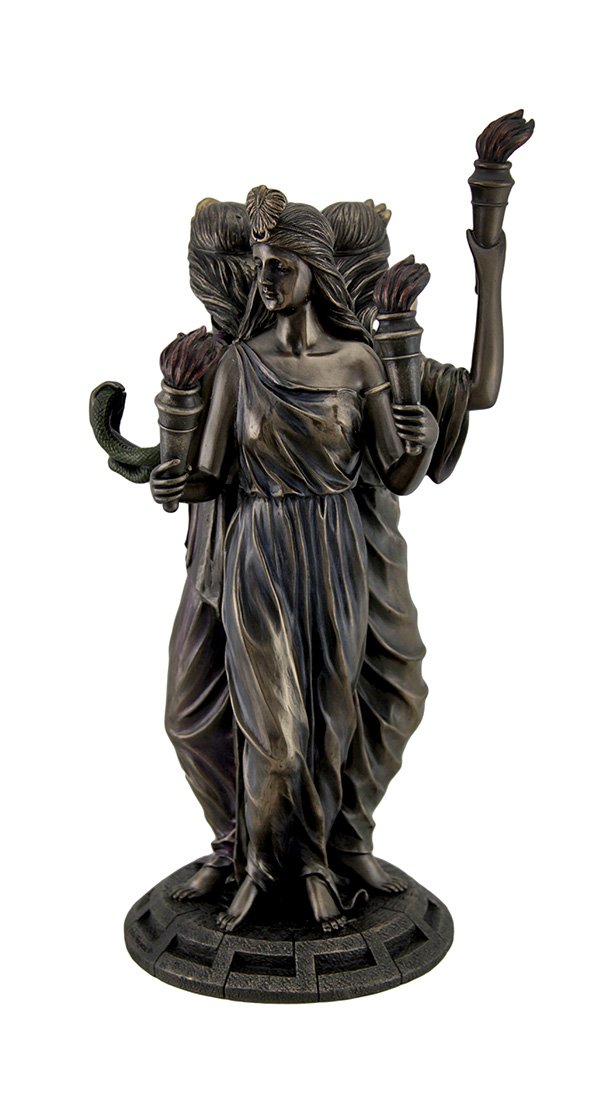 Resin Statues Large Bronze Finish Greek Goddess Hecate Triple Goddess Statue Figurine 7 X 11.75