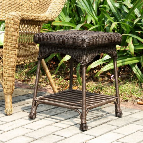 Wicker Lane OTI001-A Outdoor Espresso Wicker Patio Furniture End Table