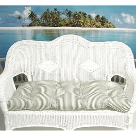 3-Piece Wicker Furniture Cushion Set - Timeless Ticking Stripe Blue from Furniture Cushions