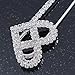 Rhodium Plated Clear Crystal Heart Safety Pin Brooch - 85mm L