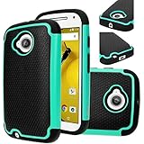 Moto E (2nd GEN.) Case, Motorola E (2nd GEN.) case, E LV Motorola Moto E / E2 ( SECOND GENERATION) (2015) Case, Full Body Hybrid Armor Protection Defender Case Cover - Dual Layer Armor Protective Case Cover for Motorola Moto E -TEAL