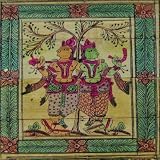 Indian Regional Folk Art An Ethnic Hand Etched Painting On Palm Leaves With Highly Intricate & Colorful Depictions Of Indian Mythological Figures In A Traditional Folding Scroll & Secretly Hidden Kamasutra Imagery - 13 * 14 Inches Unique Fathers Day Gift Idea For Dad
