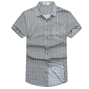 Highsound Men's Spread Collar Tonal Solid Woven Plaid shirt
