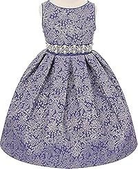  Embroidered Tea Length Metallic  Dress With Rhinestones