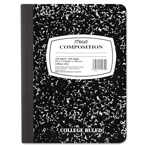 Mead Square Deal Composition Book, 100-sheets, College Ruled, Black Marble (09932)