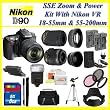 Nikon D90 SLR Digital Camera with 18-55mm VR Lens and 55-200mm VR Lens + Huge Battery, Lens & Tripod Complete Accessories Package (Everything you Need)