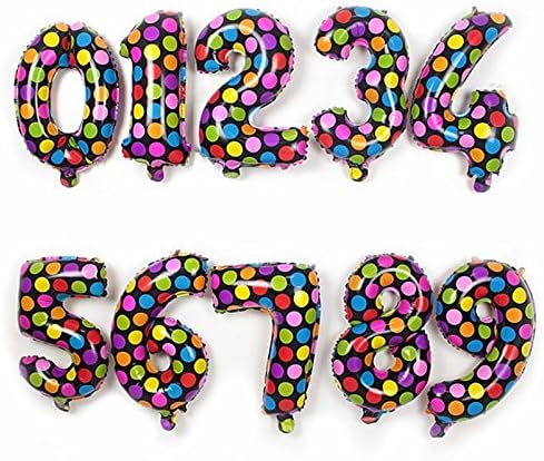 Douqu Holiday Festival Multicolor Wave Point Digital Balloons Birthday New Year decoration Numbers Helium Foil Balloons 0-9