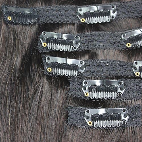 Ibeshion 100g Clip In With Lace 7pcs 15 Clips 20 Inch #1b Natural Black Remy Human Hair Extensions