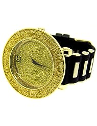 New Men 24k gold plated 4 row bling bling hip hop watch big heavy large mans urban fashion designer