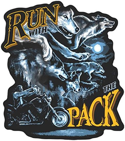 Running with the Pack Wolves Motorcyce Rider on Bike Novelty Embroidered Biker Jacket Patch - Iron on Backing