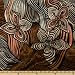 58'' Wide Charmeuse Satin Abstract Ivory/Melon/Brown Fabric By The Yard