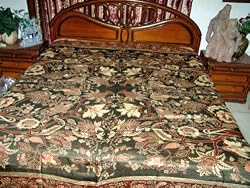 Black Pashmina Jamavar Indian Bedspread Bedding Couch Throw King/queen 108"