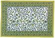 100% Cotton Colorful Handblock Printed Yellow and Green Placemats Set of Six