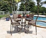 Grenada 5 Piece Slatted Pub Set with Barstools in Antique Brown