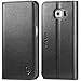Galaxy S6 Edge Case, SHIELDON Genuine Leather Wallet Case Flip Case with Stand & Credit Card Holder Slots [Magnetic Closure] Cover for Samsung Galaxy S6 Edge - Black