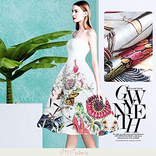 Printed Silk Organza Fabric with Floral Pattern, Fashion Pure Silk Fabric By The Yard, 1.45m