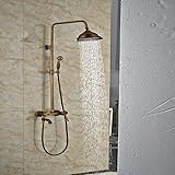 Rozinsanitary Bath Shower Mixer Faucet Antique Brass 8 Rain Shower Set Faucet Single Handle by ROZIN