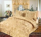 Emperor 4-Piece Jacquard King Comforter Set, Beige