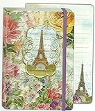 Punch Studio Soft Cover Bungee Journal Eiffel Tower with Flowers in a Worn Look 48204
