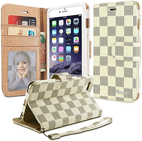 iPhone 6S Case, iPhone 6 Wallet Case, Feayoo- [Card Slot][Flip] [Wallet] [Wristlet] [ID Window] - Premium Wallet Case with Strap for Apple iPhone 6 and iPhone 6S 4.7" (DA White)