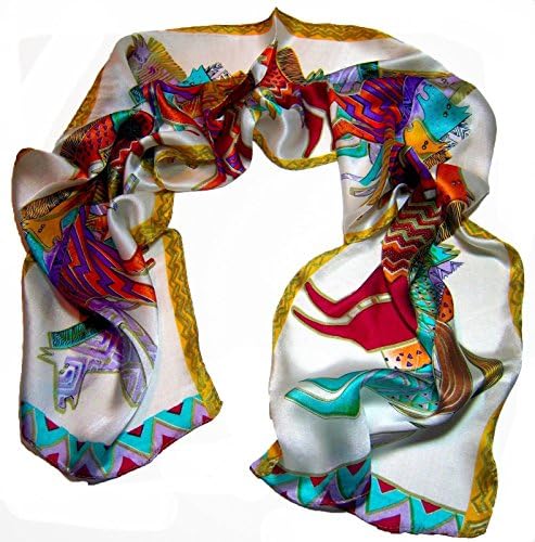 New Multiuse Charm Women Men Scarf Silk Multicolor Abstract Animals Pattern Soft Long Shawl Scarf Wrap White Horse