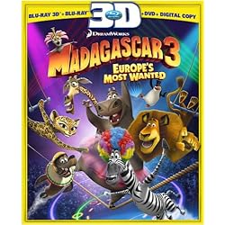 Madagascar 3:  Europe's Most Wanted (Three-Disc Blu-ray 3D / Blu-ray / DVD Combo + Digital Copy + UltraViolet)