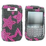 Blackberry Curve 8900 Bling Hard Case Pink Stars Blk