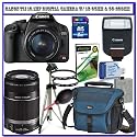 Canon EOS Rebel T1i 15.1 MP Digital SLR w/ Canon EF-S 18-55mm IS Lens + Canon 55-250mm IS Lens + Canon Speedlite 270EX Flash + Spare Li-ion Battery + Lowepro Camera Bag + 8GB + Deluxe Accessory Kit
