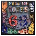 19" Vintage American Collage Print Square Route 66 Canvas Wall Art