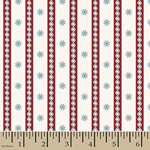 Frolic in the Snow Flannel Diamond Stripe White Fabric By The Yard