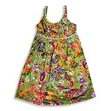 Haven Girl - Girls Knit Baby Doll Sundress, Green, Multi