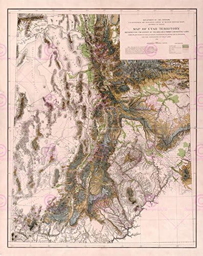 MAP ANTIQUE US SURVEY 1878 UTAH TERRITORY OLD LARGE REPLICA POSTER PRINT PAM1247