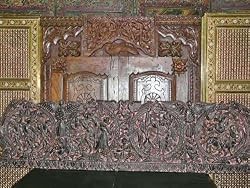 India Art Carved Wood Panel Krishna Headboard Wall Panel 72x18