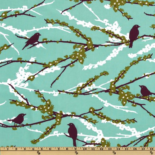 Aviary 2 Sparrows Plum Fabric By The Yard