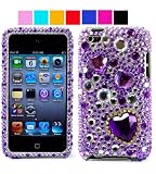 Thin Diamond Rhinestone Protective Case for New Ipod Touch 4th Generation with Camera Suitable for 8G 32G 64G, Purple Heart