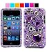 Thin Diamond Rhinestone Protective Case for New Ipod Touch 4th Generation with Camera Suitable for 8G 32G 64G, Purple Heart