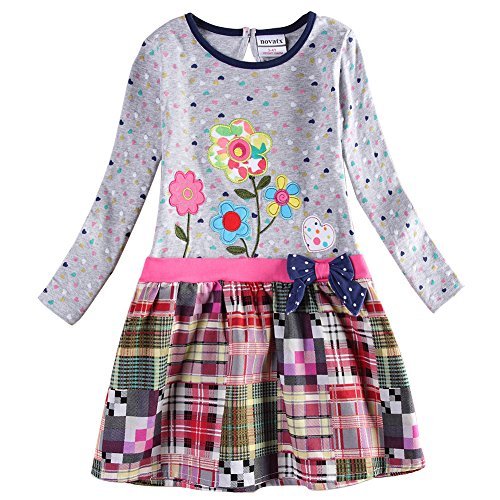 Novatx Baby Kids Winter Bow Check Pattern Girls Clothes H6328 Grey