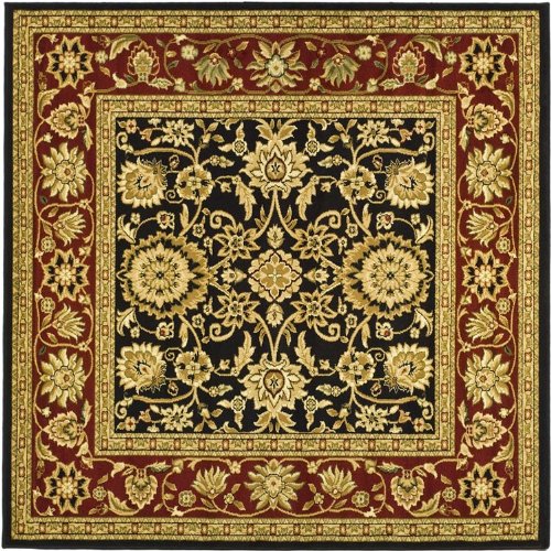Safavieh Lyndhurst Collection LNH212G Black and Red Square Area Rug, 6-Feet