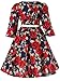 Bonny Billy Girls Vintage Floral Swing Kids Casual Dress with Belt 4-5 Years Floral Red