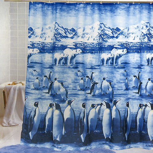 Polar Bears Penguins FABRIC Shower Curtain