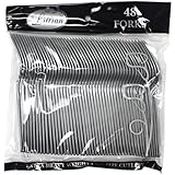 Lillian Tablesettings 48 Count Premium Plastic Fork, Silver