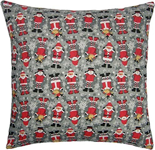 FILLED SANTA & RUDOLF GREY SNOWFLAKE CHRISTMAS 43CM CUSHION PILLOW SHAM MADE IN THE UK *CT*