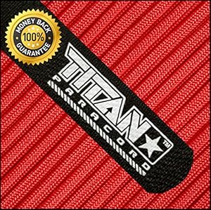 Authentic Titan Mil-Spec 550 Paracord / Survival Cord with Velcro Strap ★ Two Paracord eBooks Included w/Purchase ★ Highest Quality Paracords Available ★ 100 FEET, RED