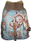 Baby blue hippie inspired backpack with floral design
