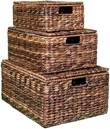 BirdRock Home Espresso Rattan Seagrass Nesting Baskets, Espresso Finish, 6565