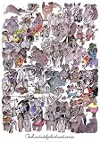 100 Elephants and a Mouse by Kevin Whitlark Framed with Black Decor Wood Frame 1.25 inch width, 3/4 inch depth