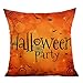 HOSL PW02 4-Pack Happy Halloween Square Decorative Throw Pillow Case Cushion Cover Spider Moon Bat Pumpkin