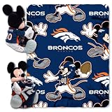 Disney/NFL Denver Broncos Mickey Character Shaped Pillow with 40-Inch-by-50-Inch Fleece Throw Set