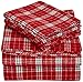 Amazon Basics Yarn-Dyed Lightweight Flannel Sheet Set - Queen, Bordeaux Plaid